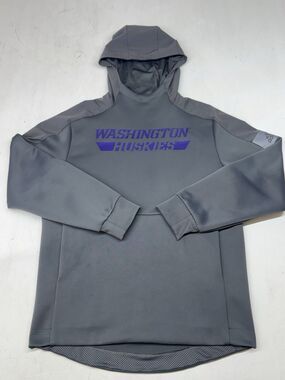 Washington Huskies Adidas Team Issue Gray Rain Performance Wear Hoodie Men's M